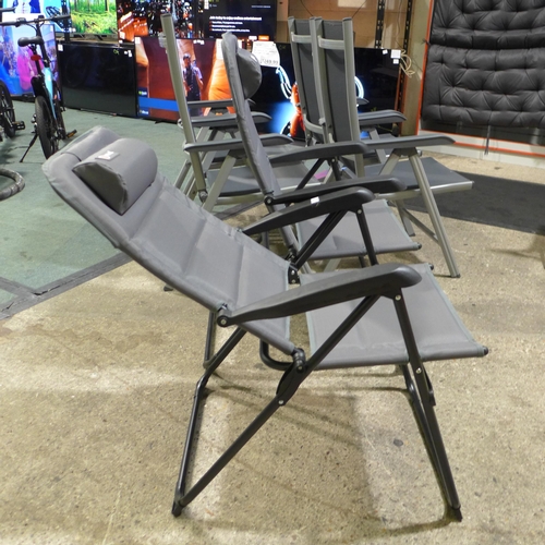 3033 - Pair Of Homecall Grey padded folding garden/camping chairs - original RRP £130