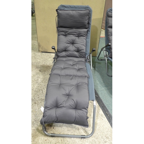 3034 - Homecall charcoal fabric padded reclining lounger with cushion