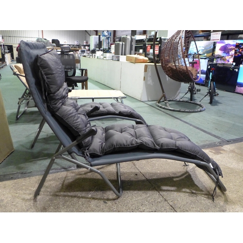 3034 - Homecall charcoal fabric padded reclining lounger with cushion