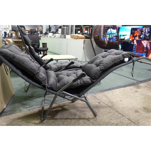 3034 - Homecall charcoal fabric padded reclining lounger with cushion