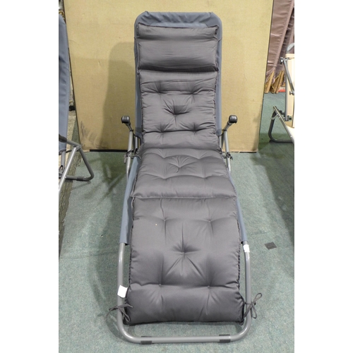 3035 - Homecall charcoal fabric padded reclining lounger with cushion