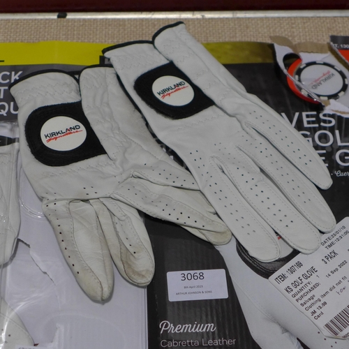 3068 - Kirkland Signature Golf Gloves  (3 Pack - S/M/L) (286-23) * This lot is subject to VAT