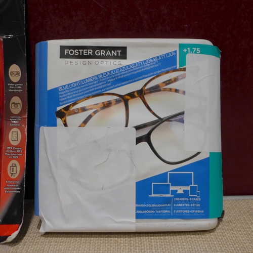 3074 - FGX Bluelight Eric Reading Glasses (+1.75) and AA Batteries (286-26,31,32) * This lot is subject to ... 