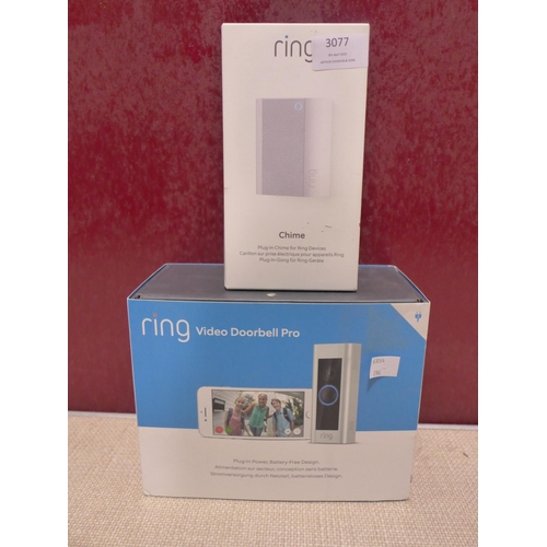 3077 - Ring RVD3 Doorbell 3 With Chime Video, original RRP £114.99 + VAT (286-114) * This lot is subject to... 