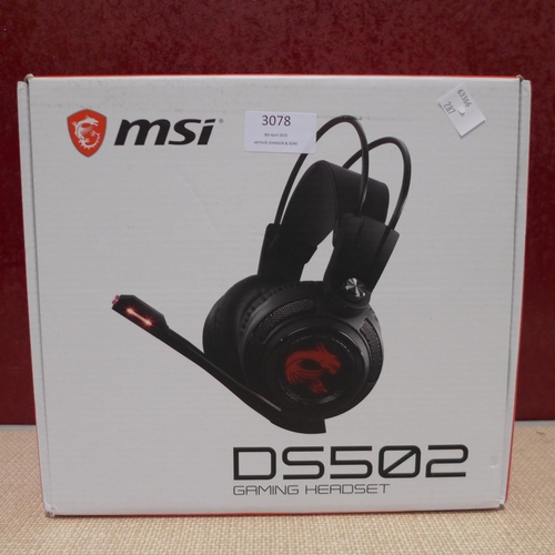 3078 - MSi Gaming Headset (model:- DS502, S37-2100911-SV1) (286-44) * This lot is subject to VAT