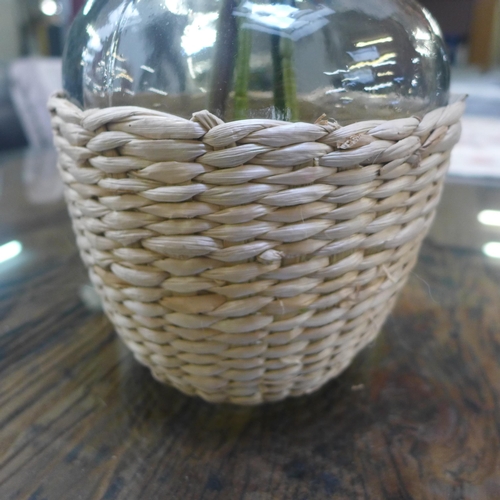 1438 - A Batanta Bohemian bottle with hand woven seagrass, H 26cms (505941 369743213)   #