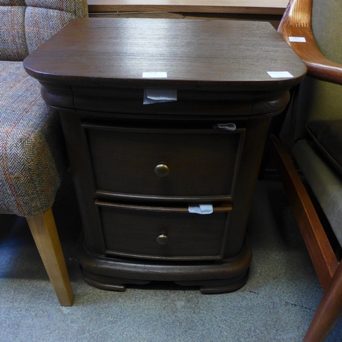 1465 - A Liberty, three drawer bedside chest in dark oak