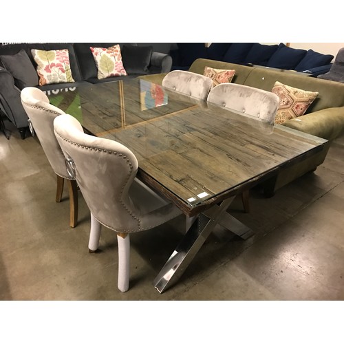 1498 - An Orissa 180cm glass top dining table with a set of four Arlo chairs