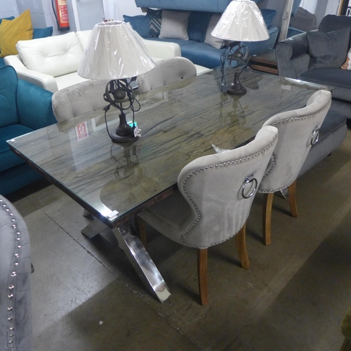 1498 - An Orissa 180cm glass top dining table with a set of four Arlo chairs