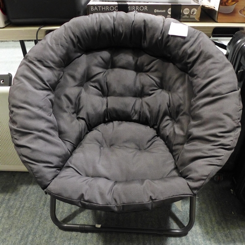 3283 - Oversized Black Fabric Saucer Chair  (286-152) * This lot is subject to VAT