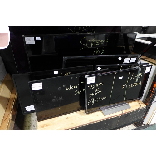 3298 - 7 Damaged TV's to include: Toshiba & Sharp (288-7,17,18,23,24) * This lot is subject to vat