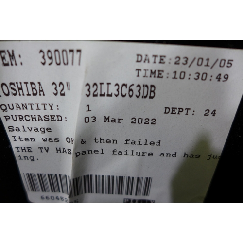 3298 - 7 Damaged TV's to include: Toshiba & Sharp (288-7,17,18,23,24) * This lot is subject to vat