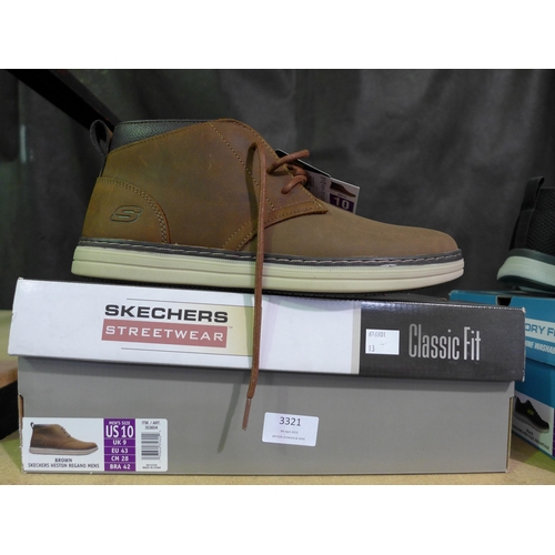 3321 - Pair of men's brown Skechers boots - size UK 9 * this lot is subject to VAT