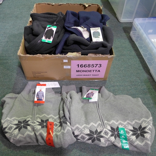 3335 - Quantity of men's jumpers and zip-up fleecy tops - various sizes, styles, etc. * this lot is subject... 