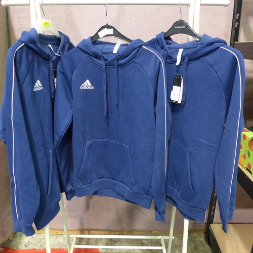 3349 - 3 Men's Adidas navy hoodies - Sizes: small, medium and large * this lot is subject to VAT