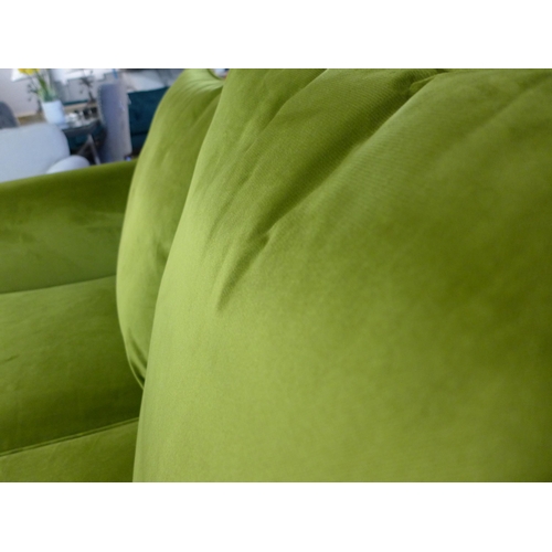 1374 - A moss green velvet four and 2.5 seater sofa