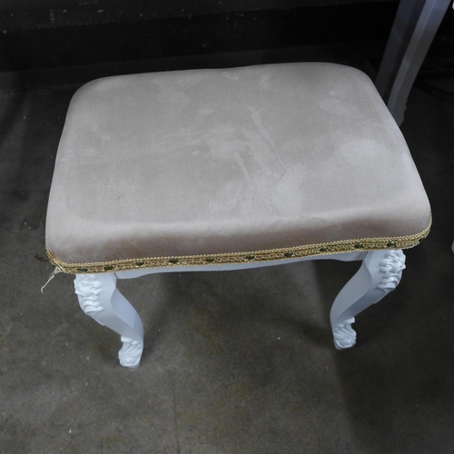 1431 - A dressing table with contrast top and upholstered stool - marked top