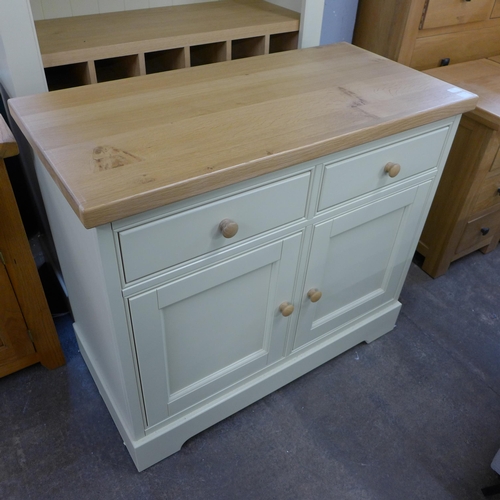 1453 - A cream painted and oak mini sideboard