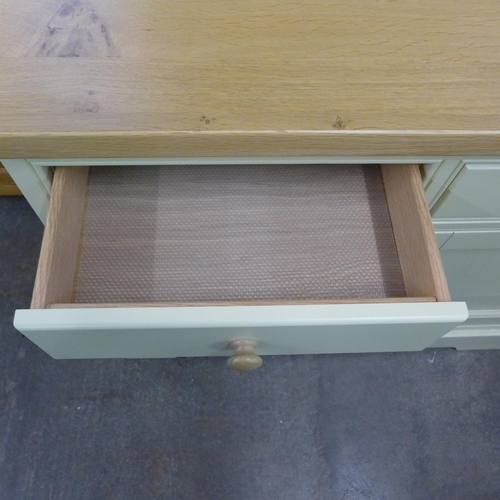 1453 - A cream painted and oak mini sideboard