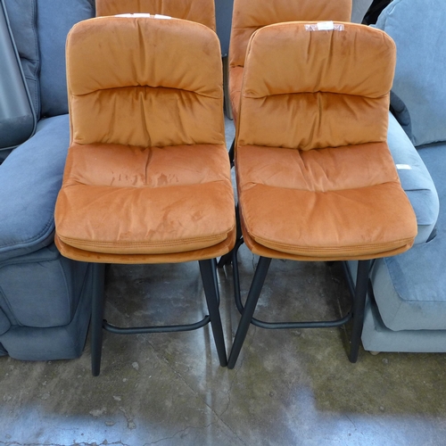 1483 - A pair of Enderson burnt orange plush bar stools