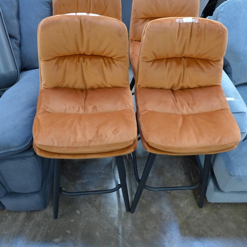 1484 - A pair of Enderson orange velvet bar stools