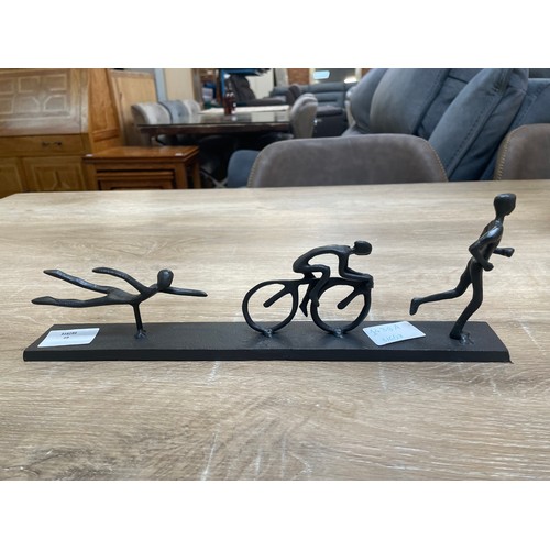 1438A - A metal Triathlon sculpture W34cm (961815)