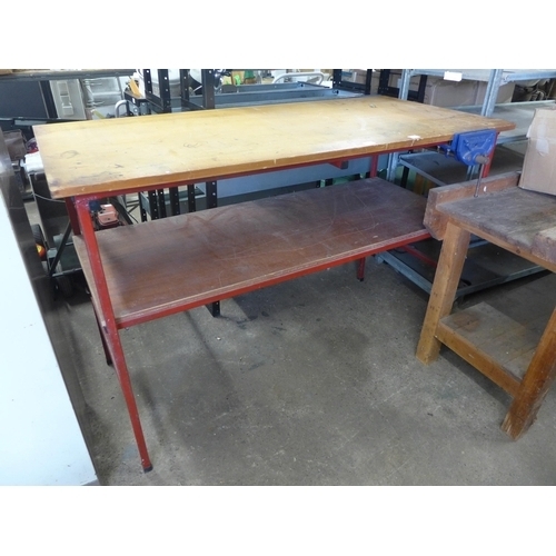 2460 - Workbench with fitted Record N175 joiner's vice and tall engineer's tool cabinet