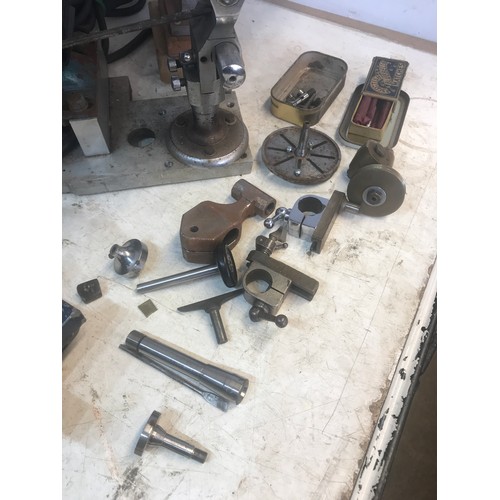 2001 - Jeweller's/watchmaker's lathe with motor - W and matching lathing accessories plus 2 bench vices; on... 