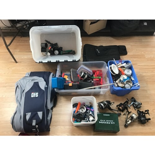 2486 - Job lot of approx 50 fishing items: reels, rods, rod bags, large qty. of mixed line, hooks, pole hol... 