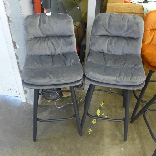 1999 - A pair of Enderson dark grey velvet bar stools