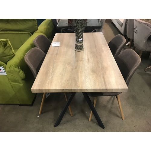 1354 - A Kamala 1.4m dining table and four brown Durada chairs