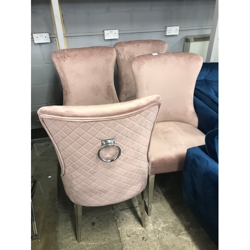 1404 - A set of four Luna pink velvet dining chairs