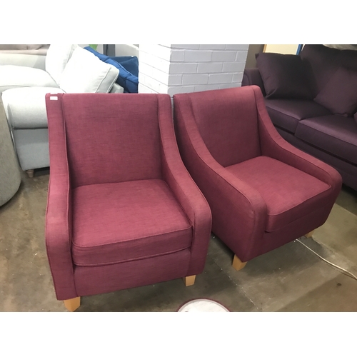 1427 - A pair of aubergine fabric armchairs