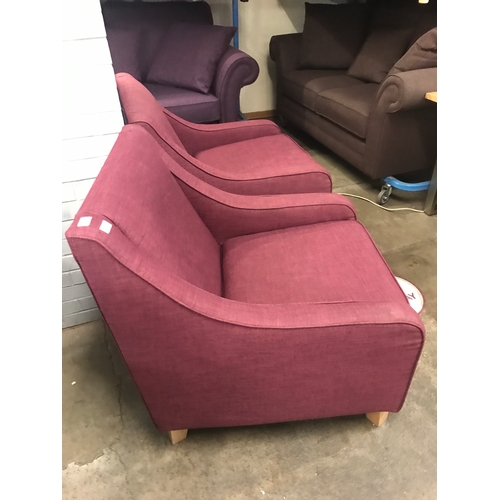 1427 - A pair of aubergine fabric armchairs