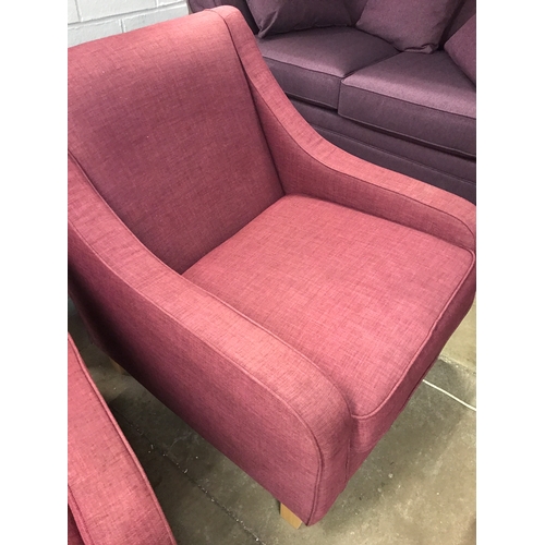 1427 - A pair of aubergine fabric armchairs