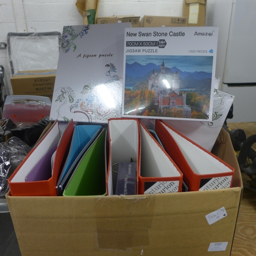 2088 - Quantity of sealed unused jigsaw puzzles & lever arch files