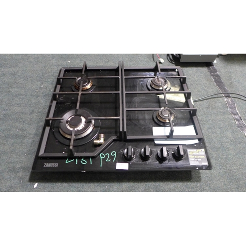 3140 - Zanussi Gas On Glass 4 Burner Hob (H46xW590xD520) (model no.:- ZGGN645K), original RRP £307.5 inc. V... 