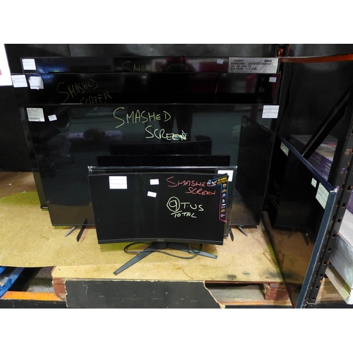 3389 - 8 Damaged TV's & 1 Damaged Gaming Monitor to include: Asus, LG, Toshiba, Samsung & TCL  (288 -3,19,1... 