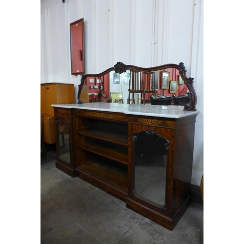 81 - A Victorian inlaid rosewood and marble topped mirrorback sideboard