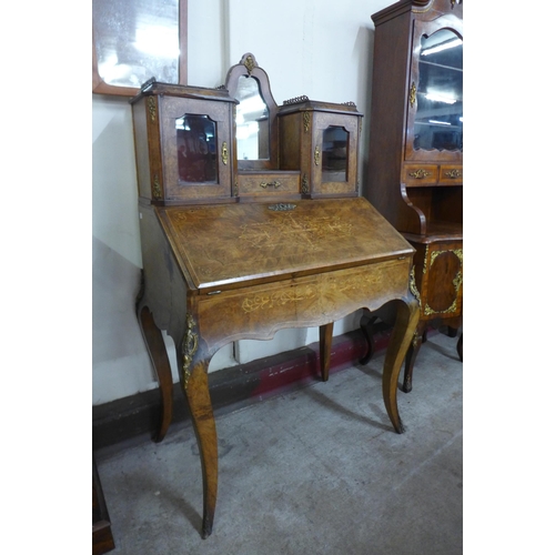 82 - A Victorian inlaid walnut and gilt metal mounted bureau de dame