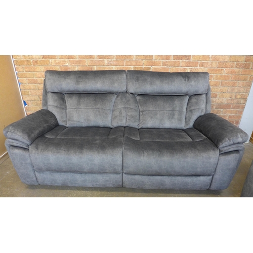 1481 - A Nero dark grey shark skin upholstered three seater (W- 206cm D- 92cm H- 97cm) and two seater sofa ... 