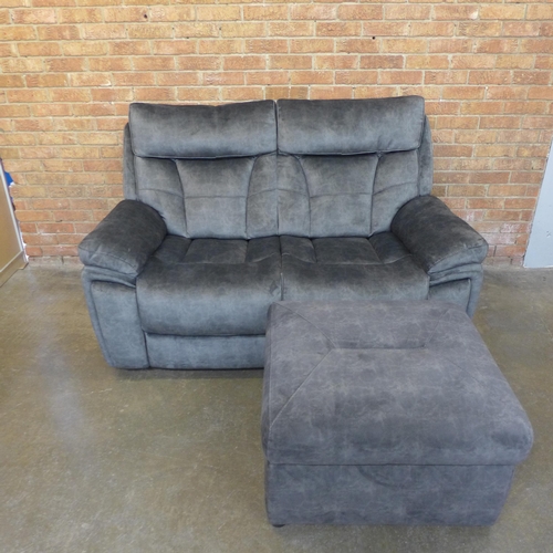 1481 - A Nero dark grey shark skin upholstered three seater (W- 206cm D- 92cm H- 97cm) and two seater sofa ... 