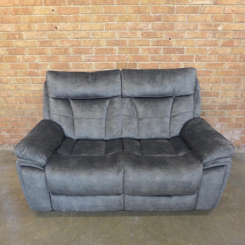 1481 - A Nero dark grey shark skin upholstered three seater (W- 206cm D- 92cm H- 97cm) and two seater sofa ... 