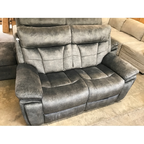 1481 - A Nero dark grey shark skin upholstered three seater (W- 206cm D- 92cm H- 97cm) and two seater sofa ... 