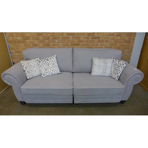 1490 - A Gracy parma violet upholstered buttoned four seater (W- 246cm D- 95cm H- 100cm)and two seater sofa... 