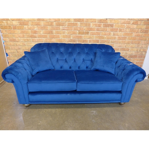 1492 - Bordeaux two Seater Navy Velvet Sofa, original RRP £808.33 + VAT (4162-5) (W- 120cm D- 87cm H-85cm) ... 