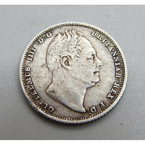 1015 - An 1831 William IV sixpence