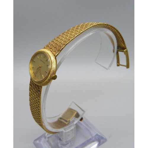 1019 - A lady's 18ct gold Jaeger-LeCoultre wristwatch, weight without movement and case back 46.3g, the cas... 