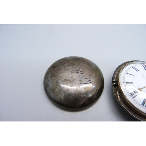 1020 - A silver full hunter verge pocket watch by Richard Ganthony, Lombard Street, London, the case hallma... 