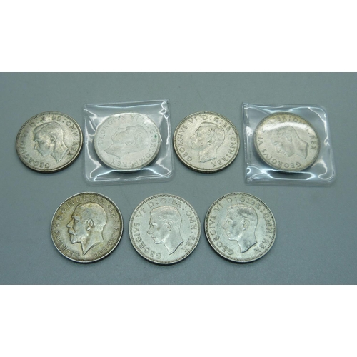 1036 - Seven florins; one 1913 and six 1941-1946